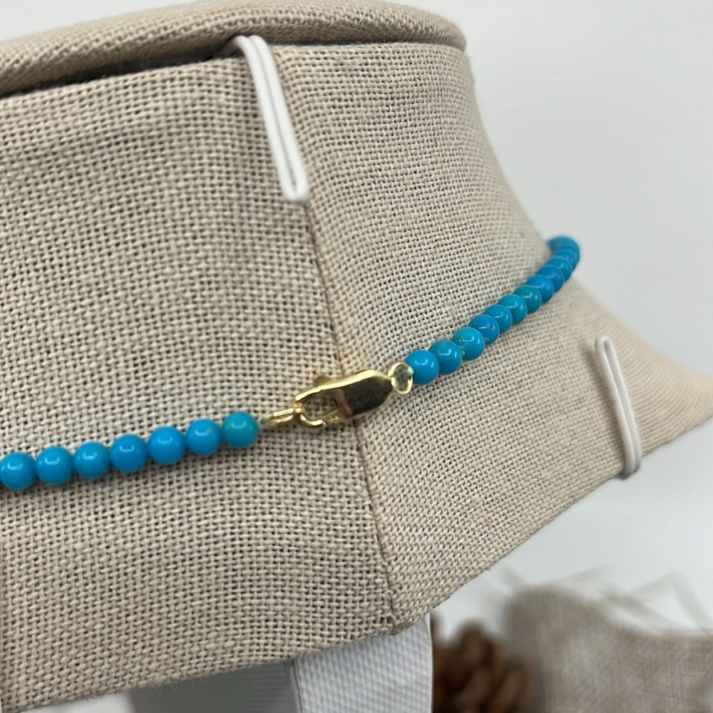 Vintage Ross Simons Necklace with Turquoise Beads & Freeform Pendant - Picture 2 of 8